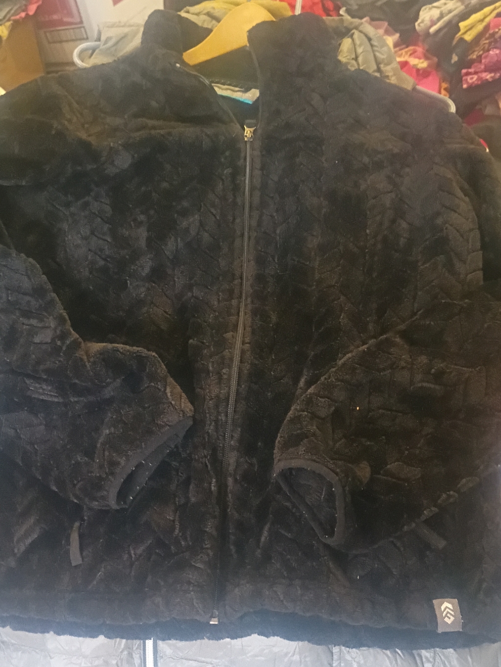 Free Country Black Quilted Plush Zip Jacket